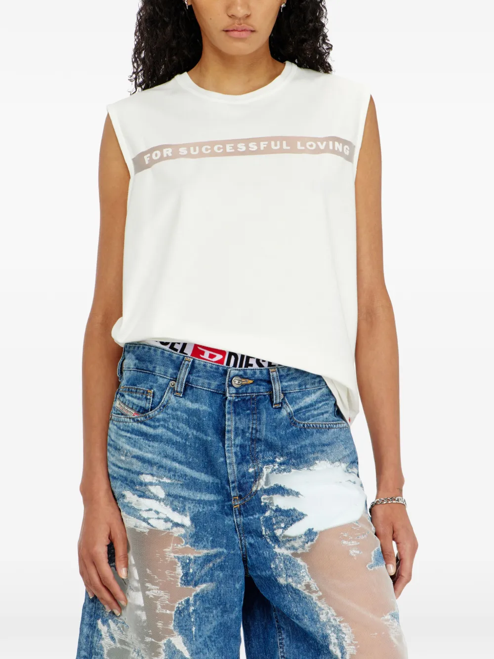Diesel Tanktop met logoprint Wit