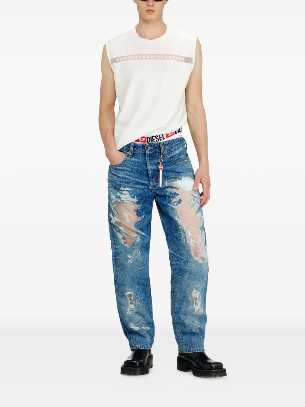 Diesel Tanktop met logoprint Wit