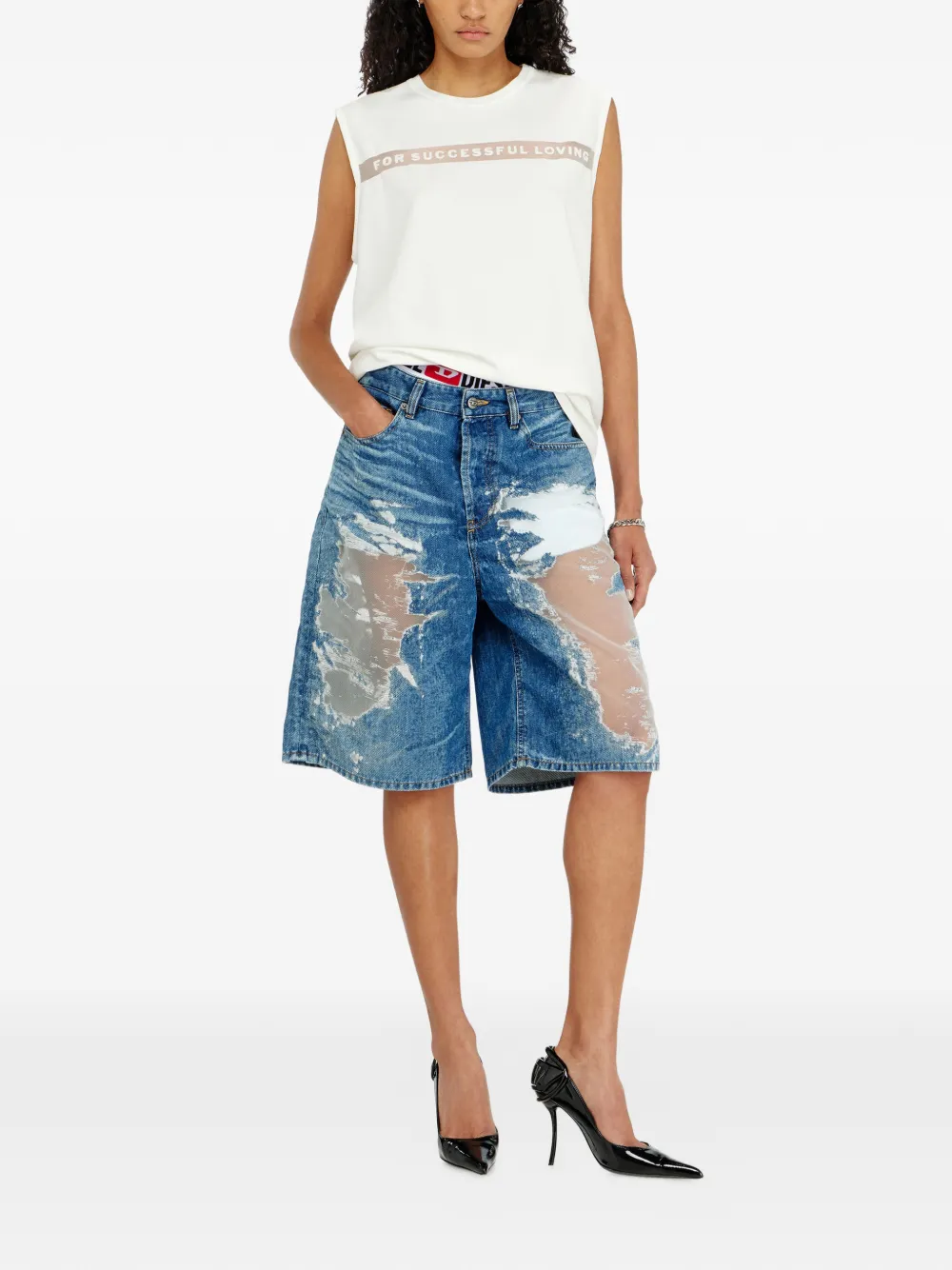 Diesel Tanktop met logoprint Wit