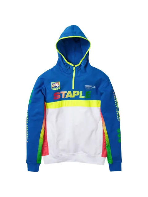 Staple logo-print colour-block hoodie