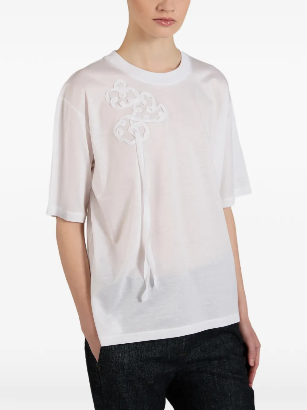 slowear T-shirt met geborduurde bloemen Wit
