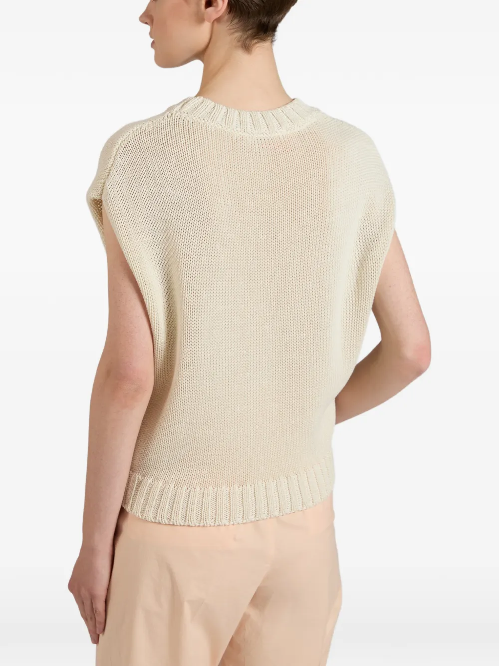 slowear Zanone mouwloze katoenen top Beige