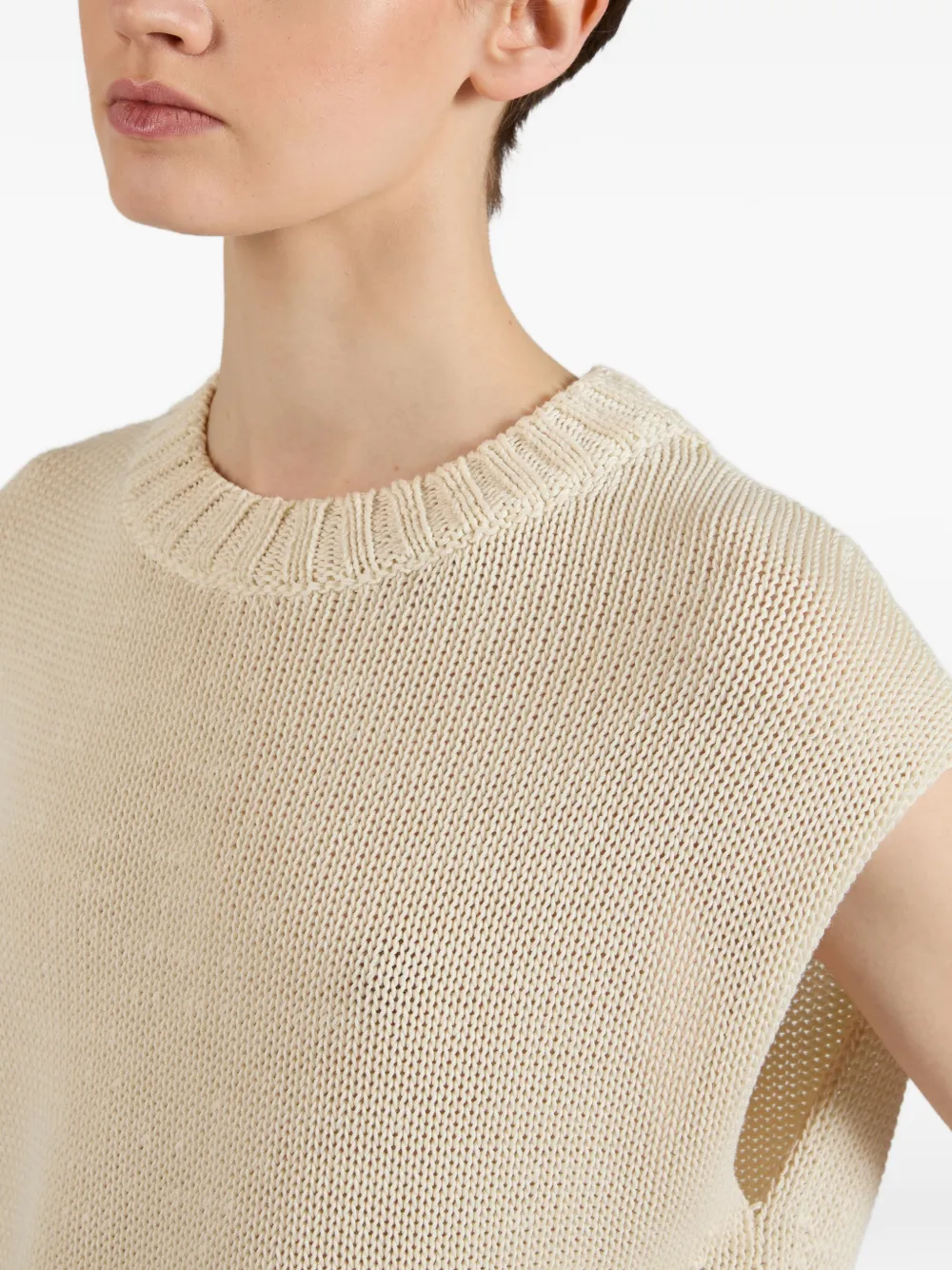 slowear Zanone mouwloze katoenen top Beige