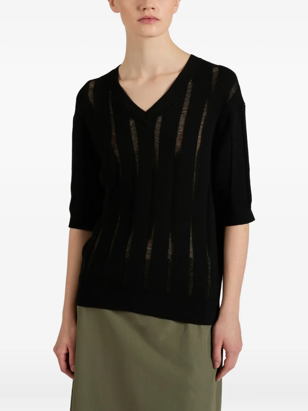  Slowear Pull Zanone Côtelé - Noir 