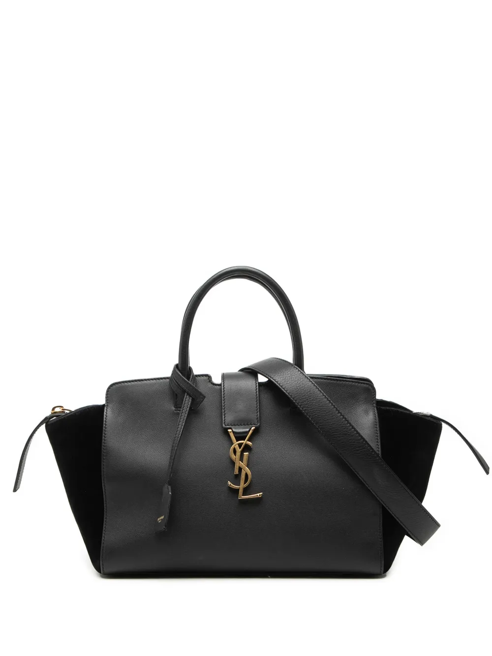 Saint Laurent Pre-Owned 2018 Baby Suede Trimmed Leather Downtown Cabas satchel - Nero