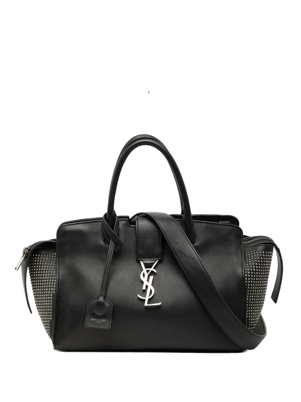 Saint Laurent Pre-Owned 2017 Baby Studded Leather Monogram Downtown Cabas satchel - Nero