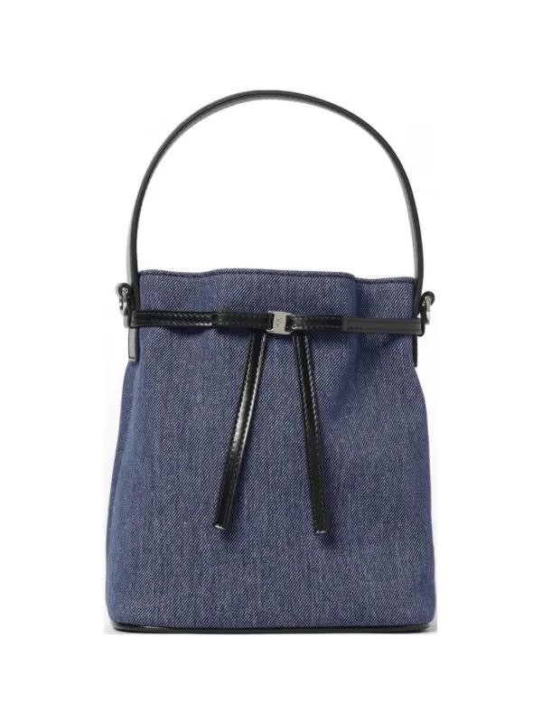 Ferragamo Mini Bow-detail Bucket Bag in Blue
