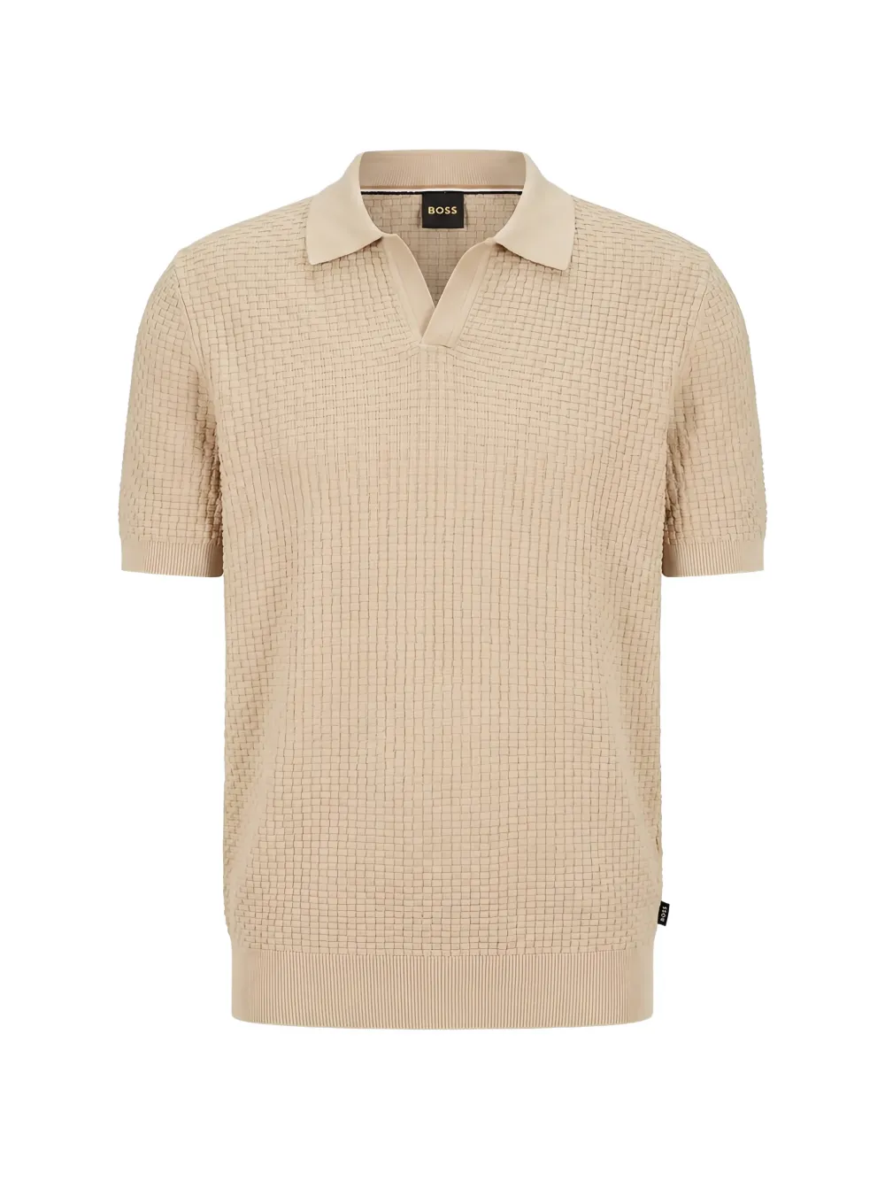 BOSS waffle-knit polo-collar T-shirt - Toni neutri