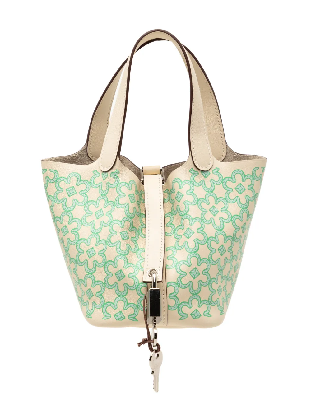 Hermès Pre-Owned 2022 Micro Swift Lucky Daisy Picotin Lock 14 handbag - Bianco