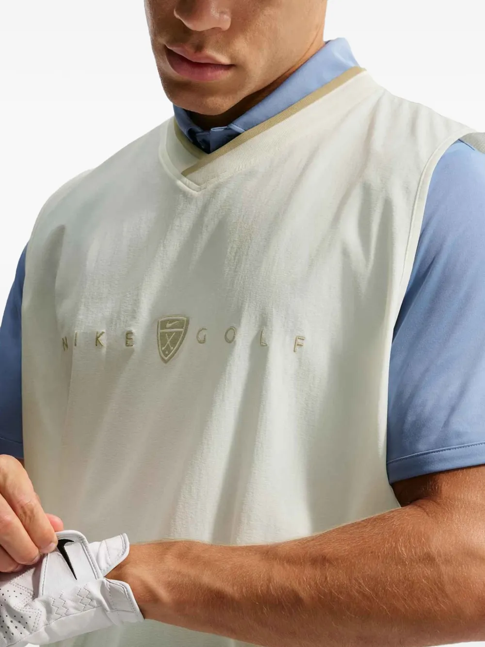 Nike Fairway spencer met geborduurd logo en V-hals Wit