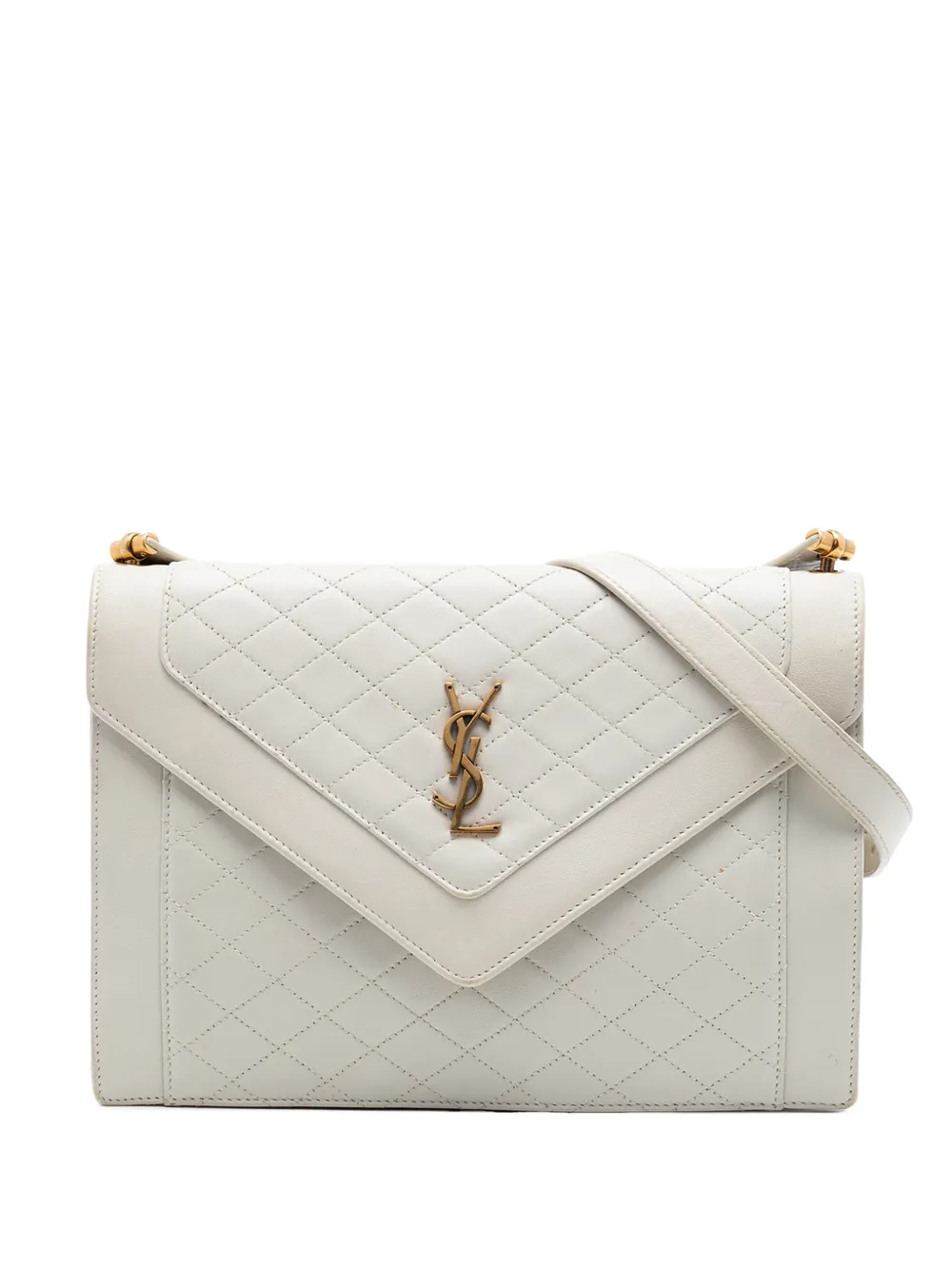 Saint Laurent Pre-Owned 2021 Quilted Lambskin Monogram Gaby crossbody bag - Bianco