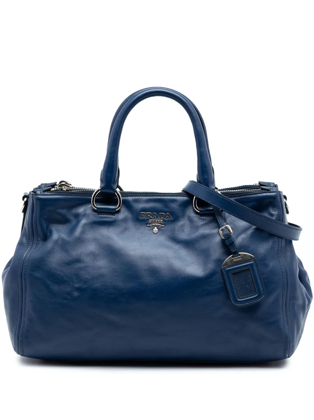 Prada Pre-Owned 2013-2025 Soft Calf Double Zip Convertible Tote satchel - Blau