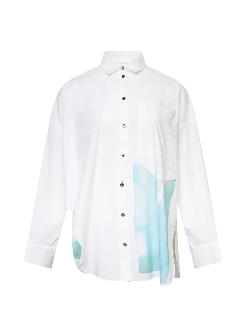 Enföld leaf-motif patch-pocket shirt - Bianco