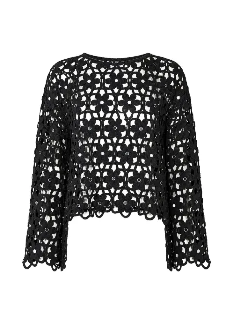 Michael Kors mirror-embellished floral crochet blouse