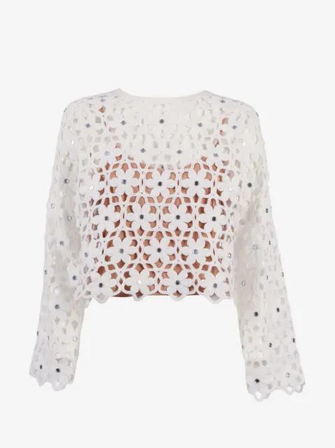 Michael Kors blusa de crochet con detalles de espejo