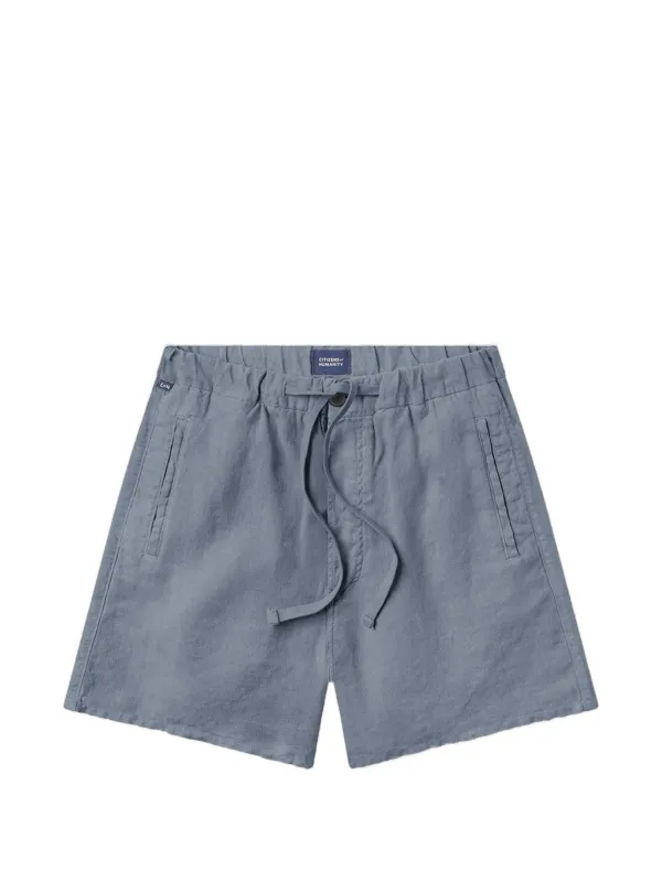 Citizens of Humanity Drawstring-waistband Linen Deck Shorts in Blue