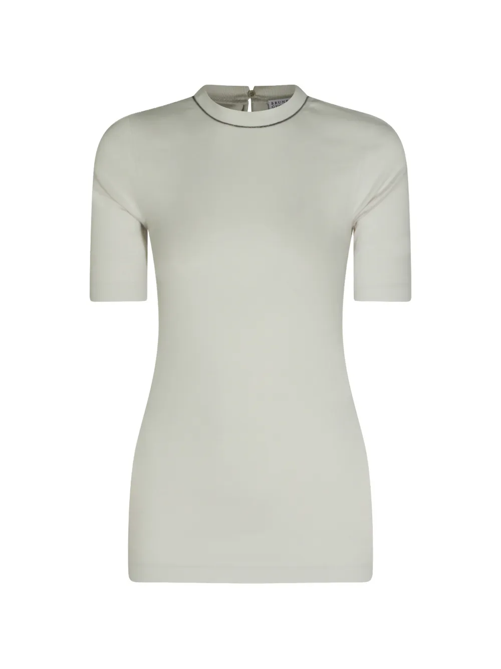 Brunello Cucinelli monili-trim ribbed-knit T-shirt - Weiß