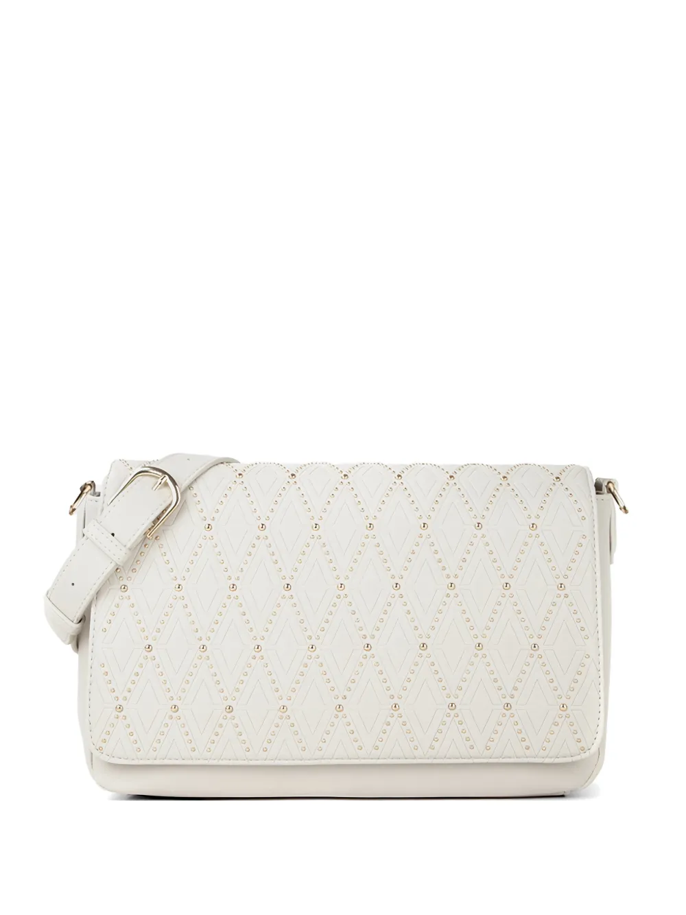 MARIO VALENTINO diamond-quilted stud-embellished shoulder bag - Bianco