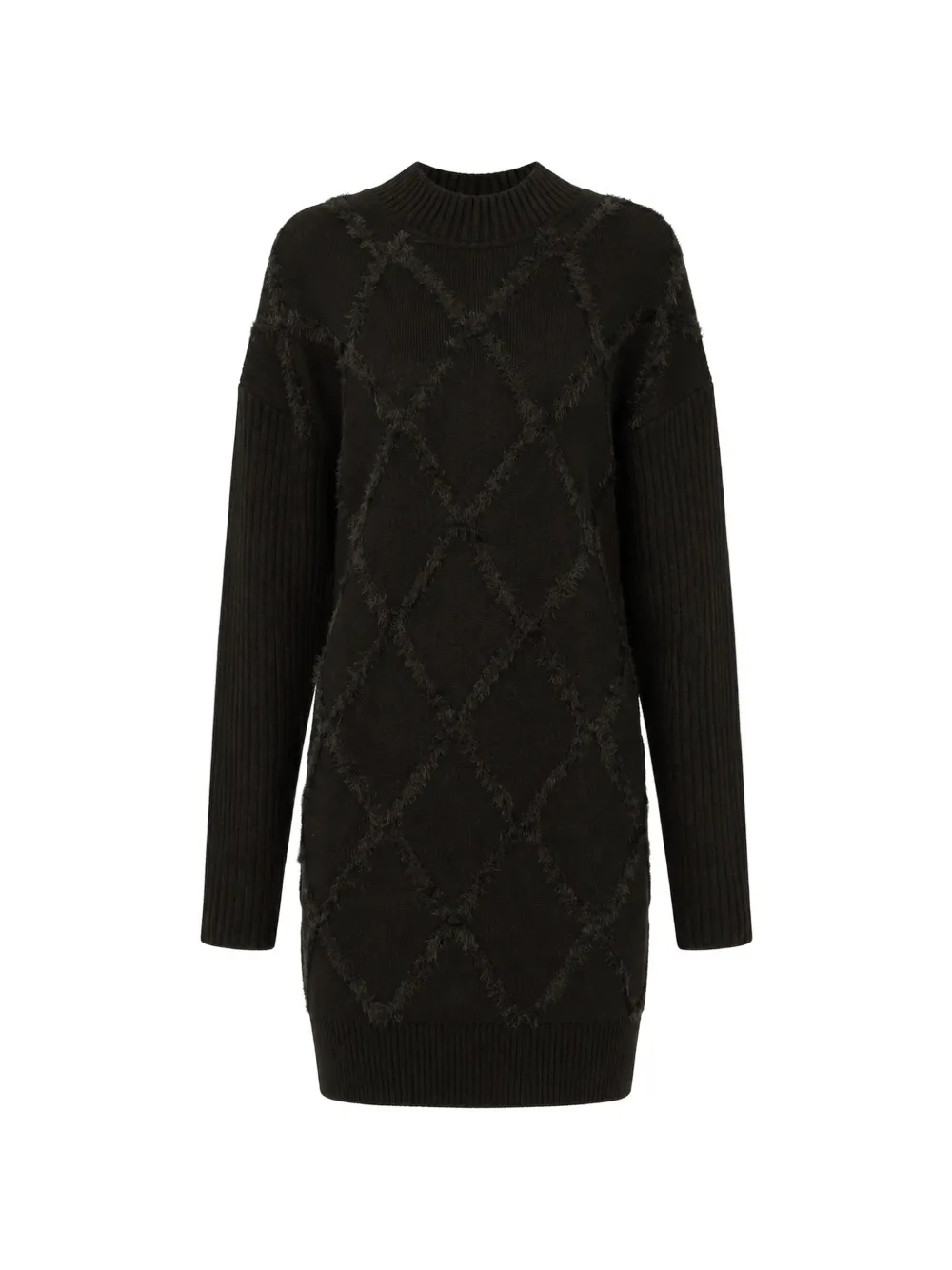 Patrizia Pepe argyle-knit long-sleeve dress - Nero
