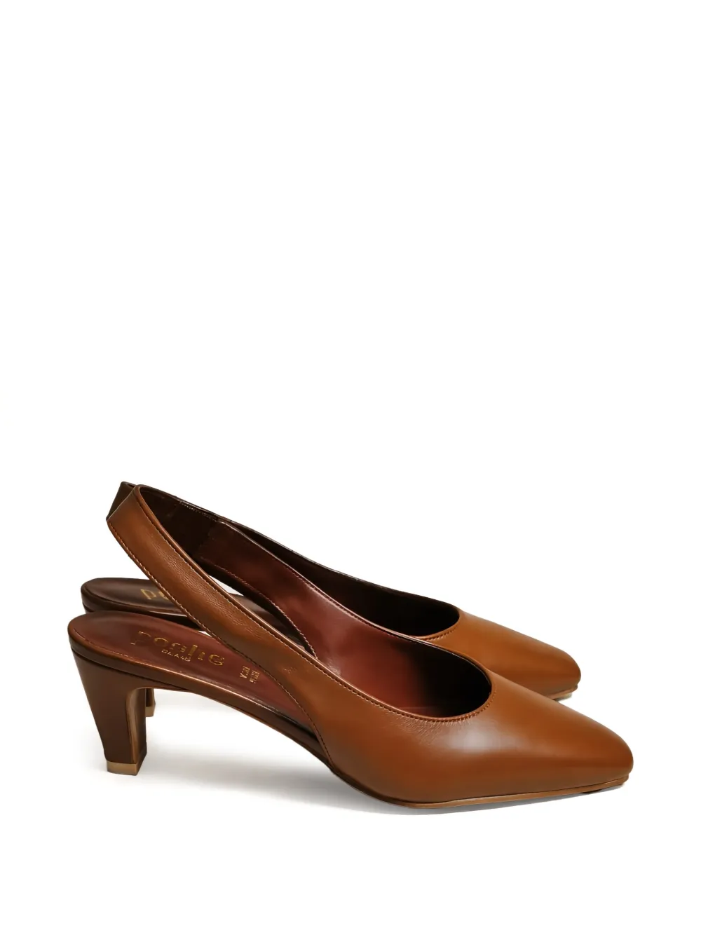 Poche Paris Slingback pumps met vierkante neus Bruin