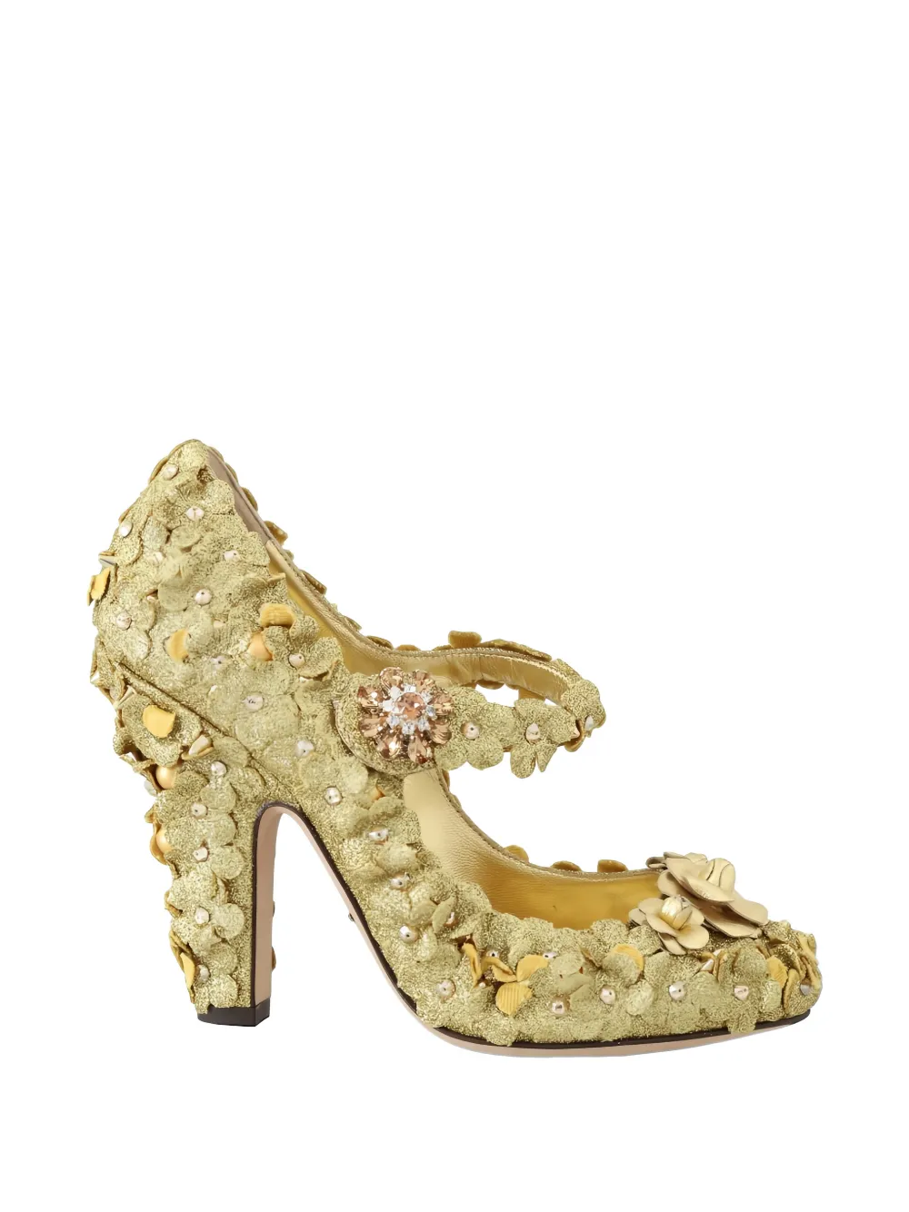 Dolce & Gabbana floral-appliques crystal-embellished pumps Goud