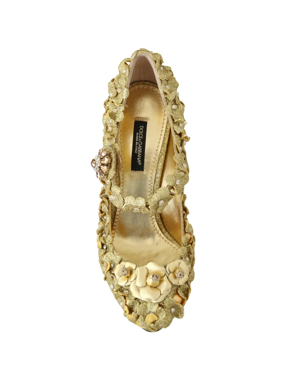 Dolce & Gabbana floral-appliques crystal-embellished pumps Goud