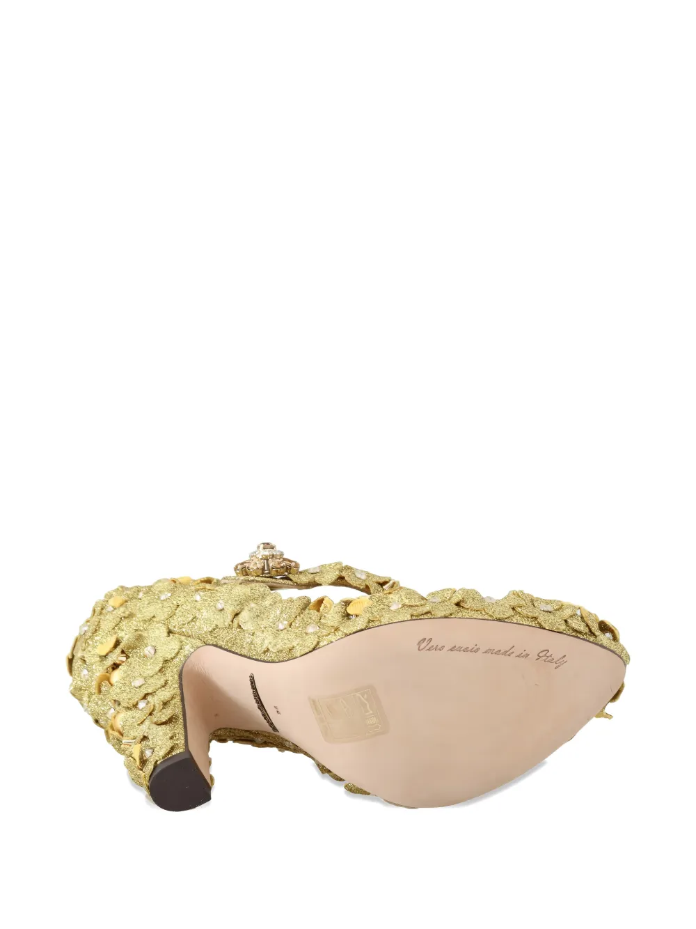 Dolce & Gabbana floral-appliques crystal-embellished pumps Goud
