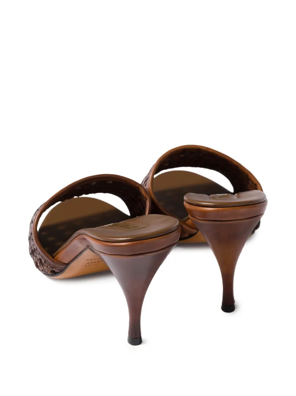 Miu Geweven leren sandalen Bruin