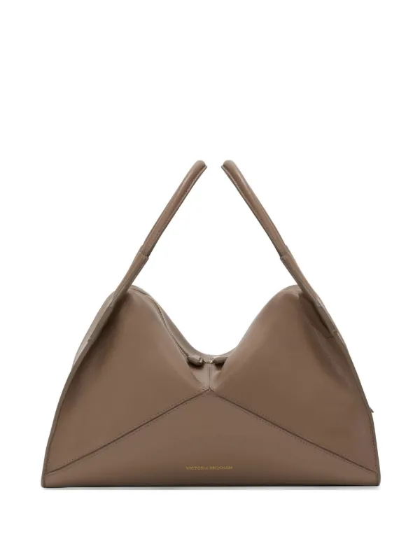 Victoria Beckham Plié Leather Shoulder Bag in Brown
