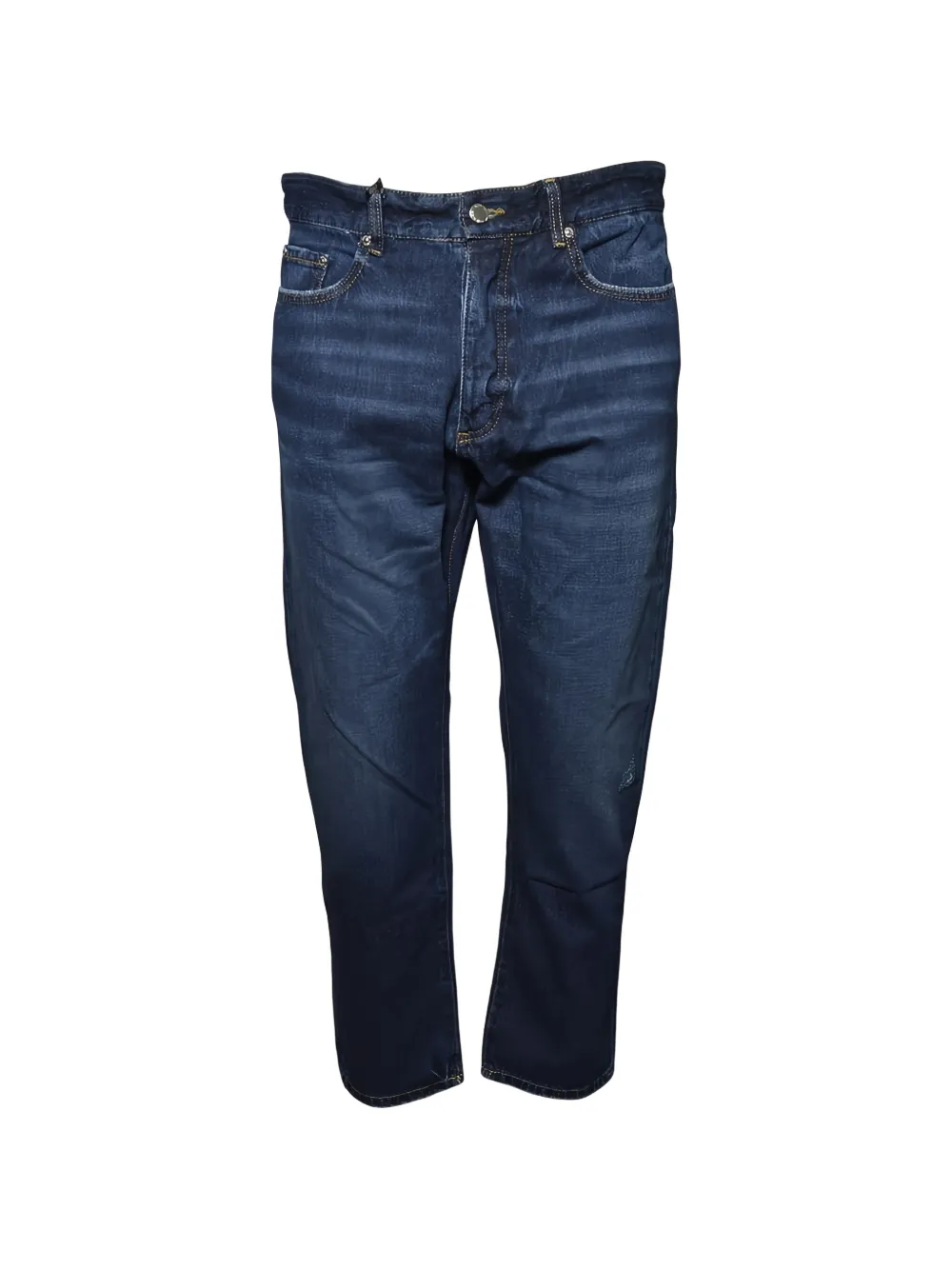 ICON DENIM whiskering-effect star-embroidered jeans - Blu