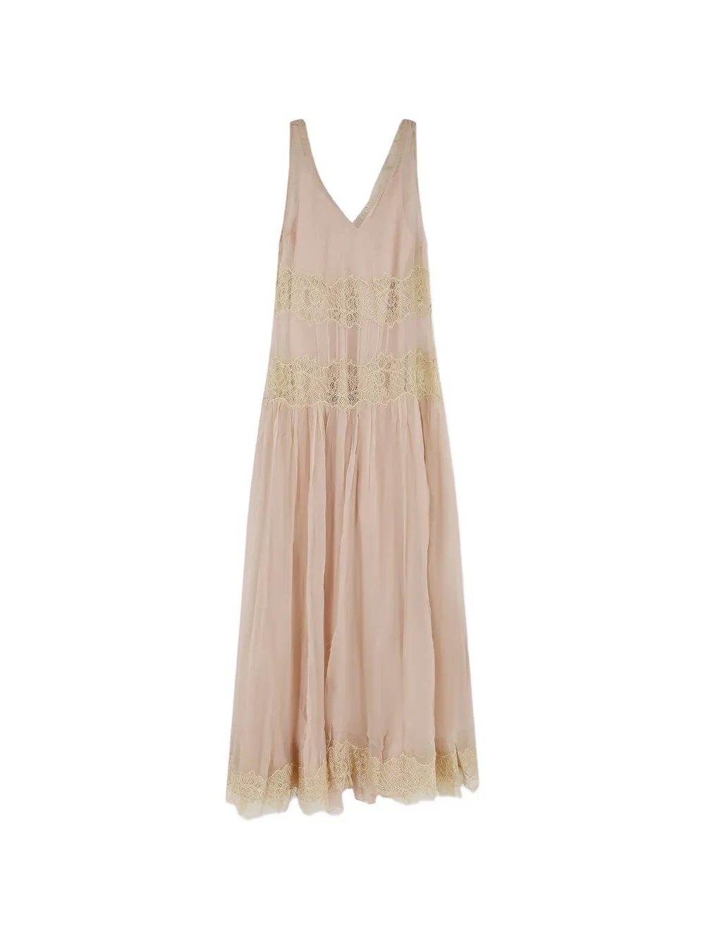 Mes Demoiselles Domenica lace-trim tiered dress - Rosa