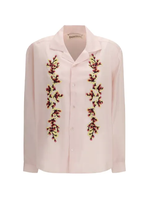 Baziszt Tinees floral-embroidered camp-collar cotton shirt
