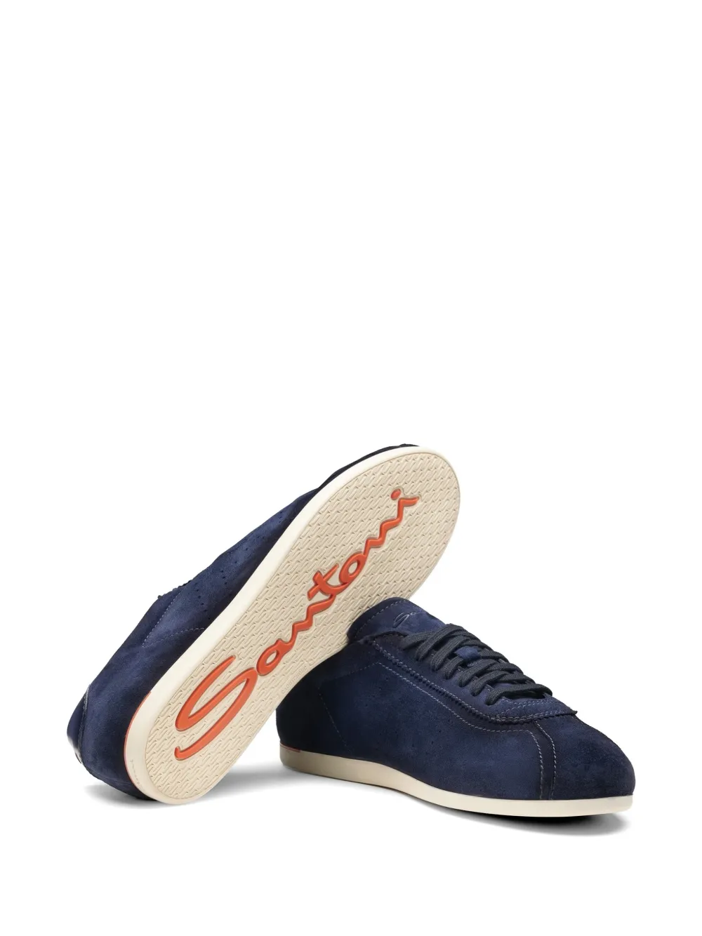 Santoni Yorker perforated suede sneakers Blauw