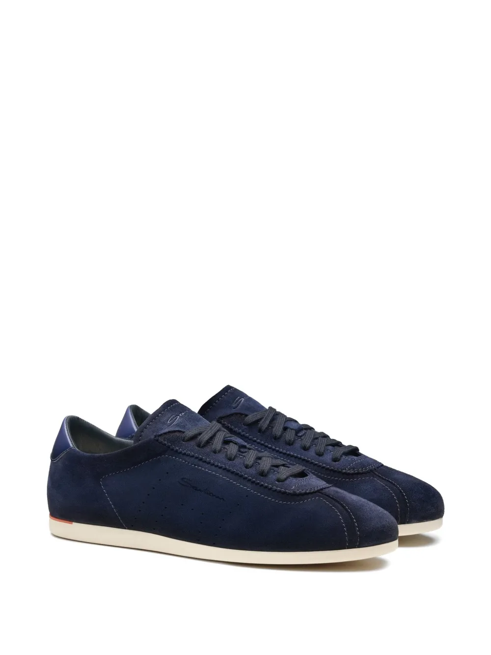 Santoni Yorker perforated suede sneakers Blauw