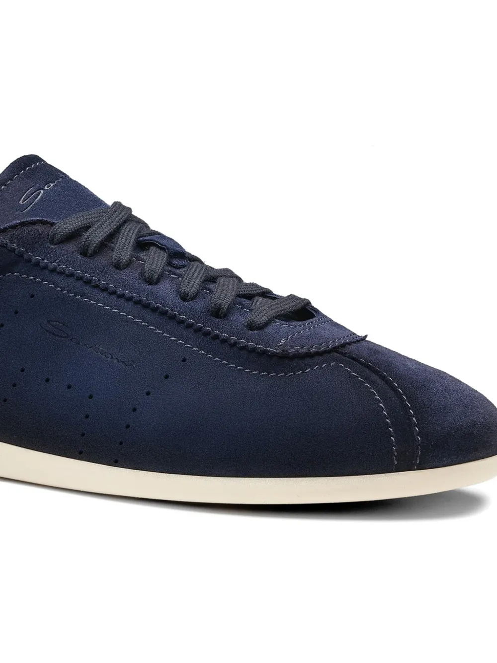 Santoni Yorker perforated suede sneakers Blauw