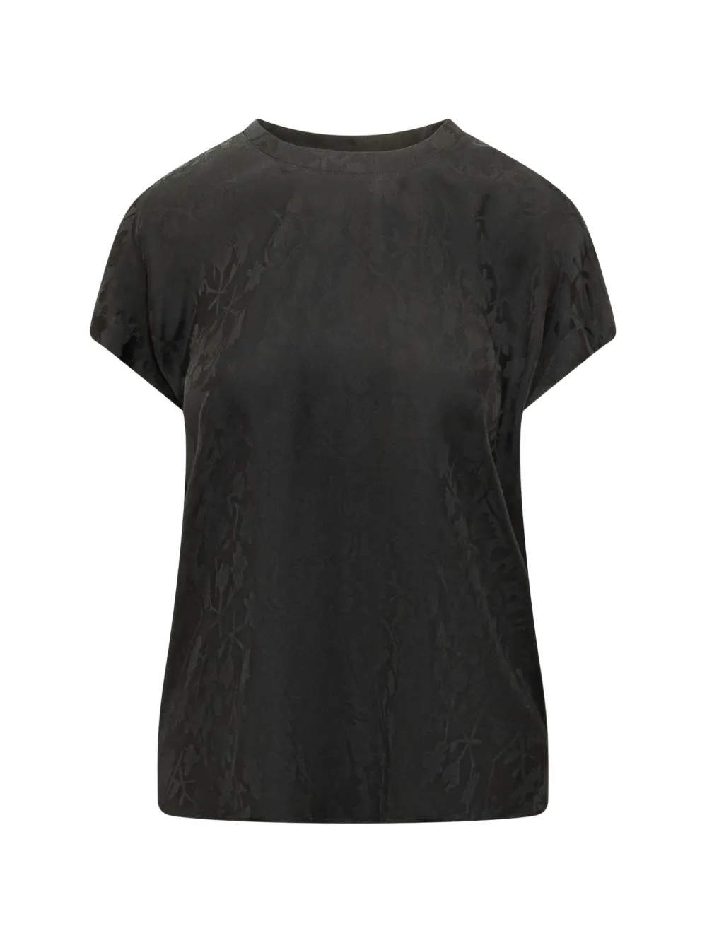 PINKO floral-jacquard short-sleeve blouse - Nero