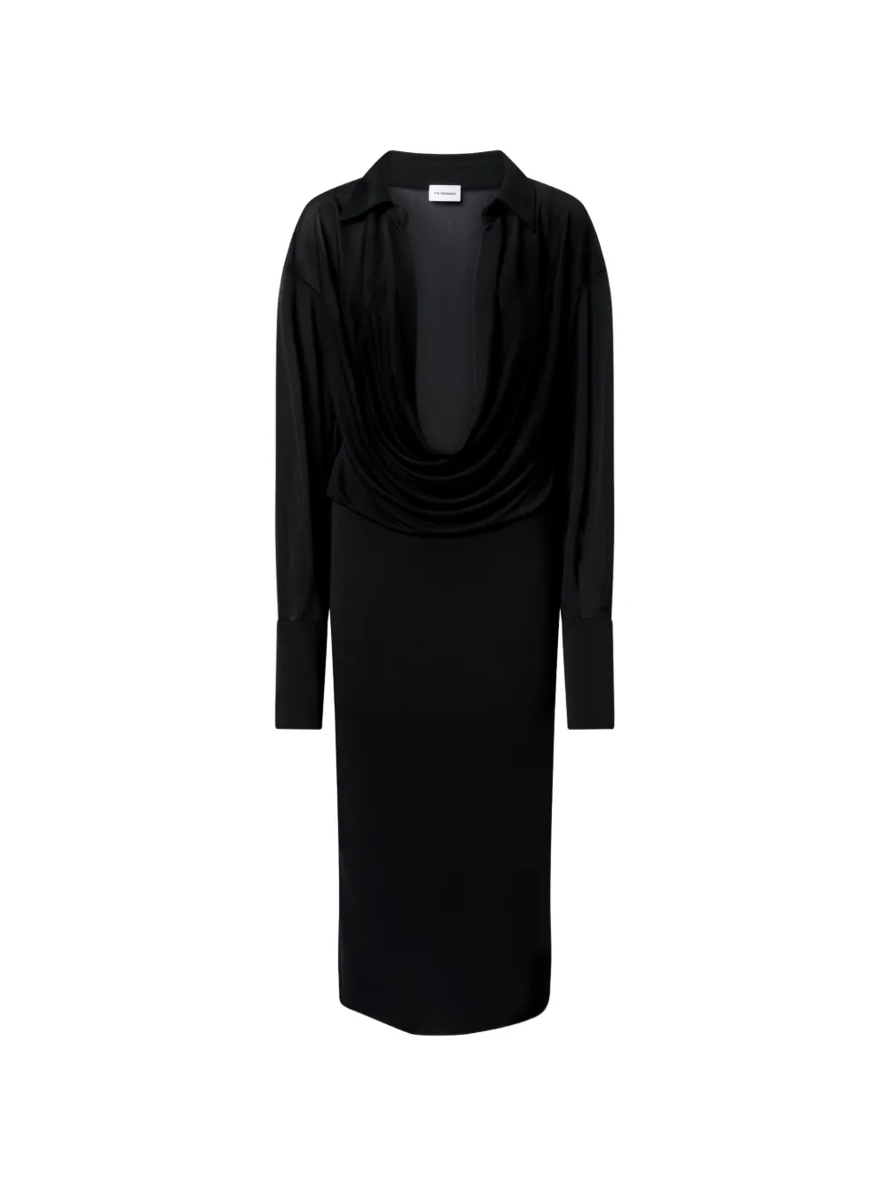 THE ANDAMANE Lilia draped-neck midi dress - Schwarz