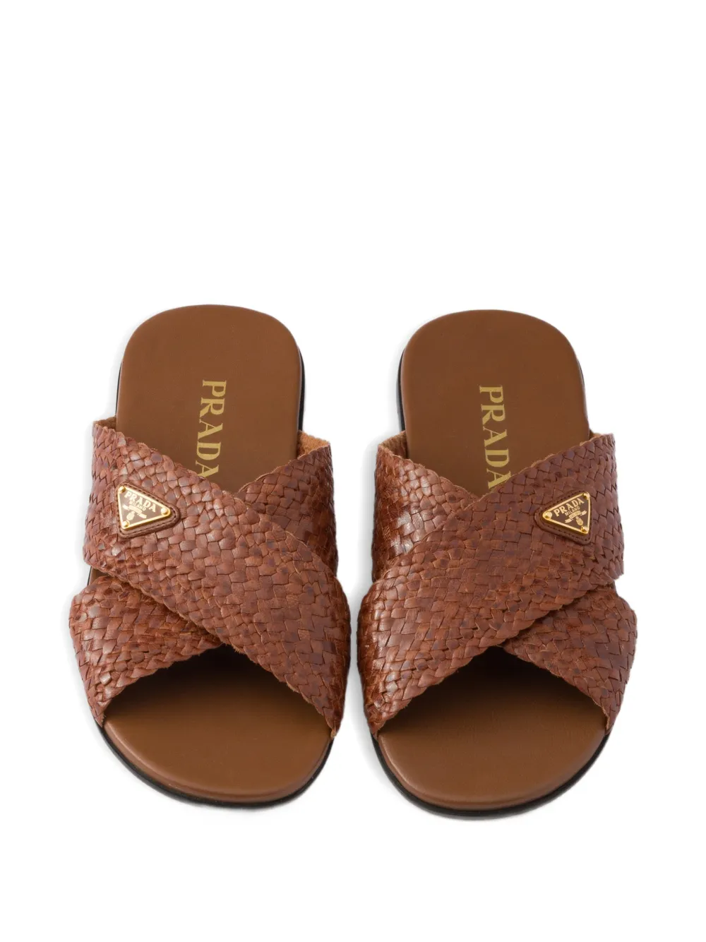 Prada Leren slippers Bruin