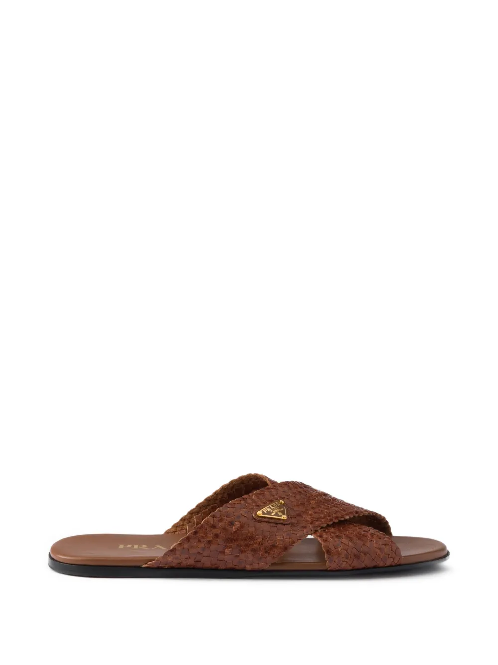 Prada leather crisscross slides - Braun