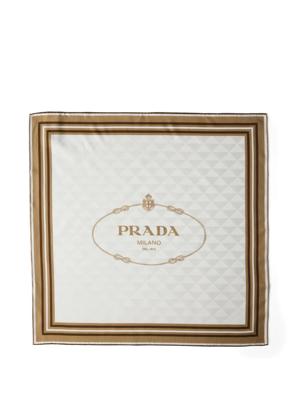 Prada printed silk twill jacquard scarf 55 - Toni neutri