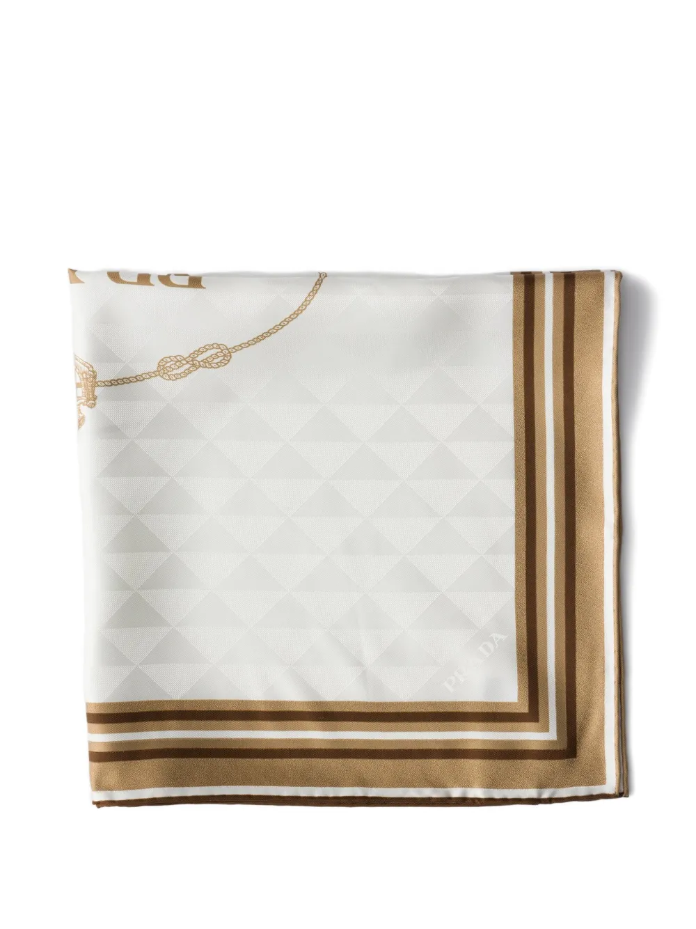 Prada Zijden twill sjaal met print Beige