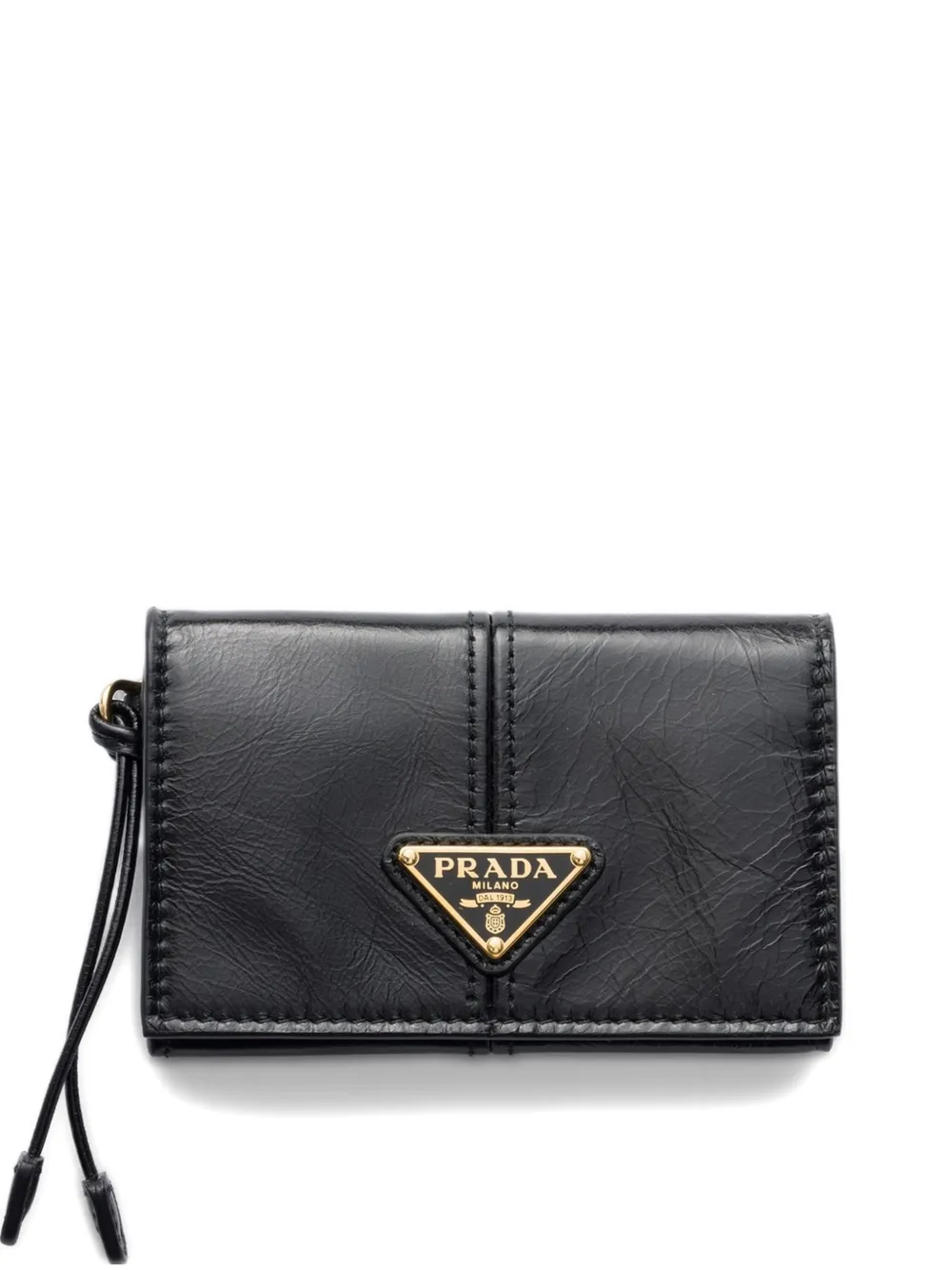Prada leather card holder with flap - Nero