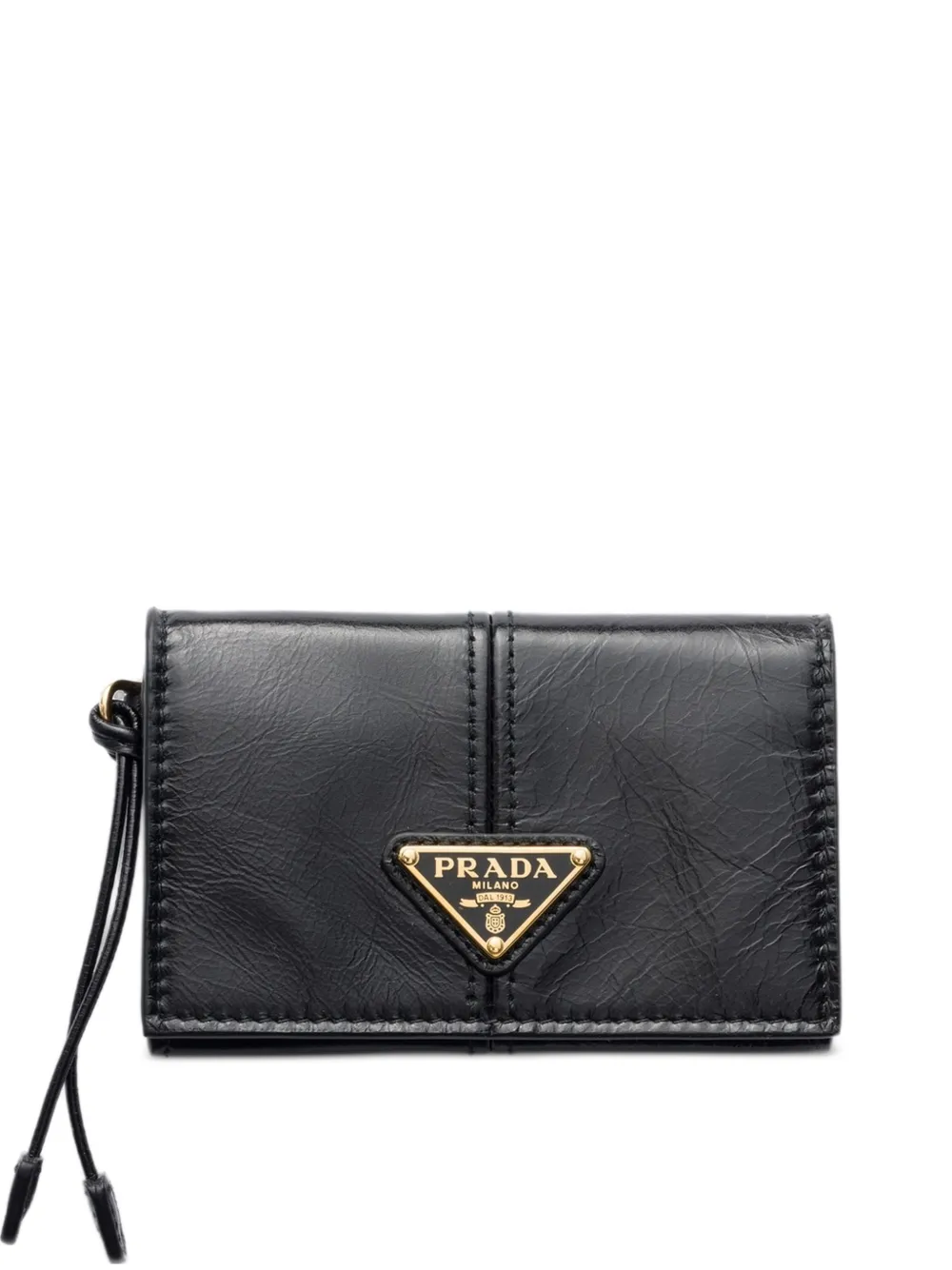 Prada leather card holder with flap - Nero