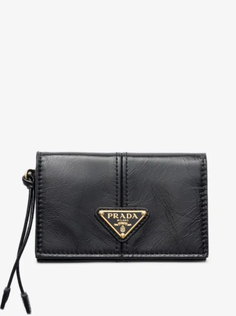 Prada leather card holder with flap
