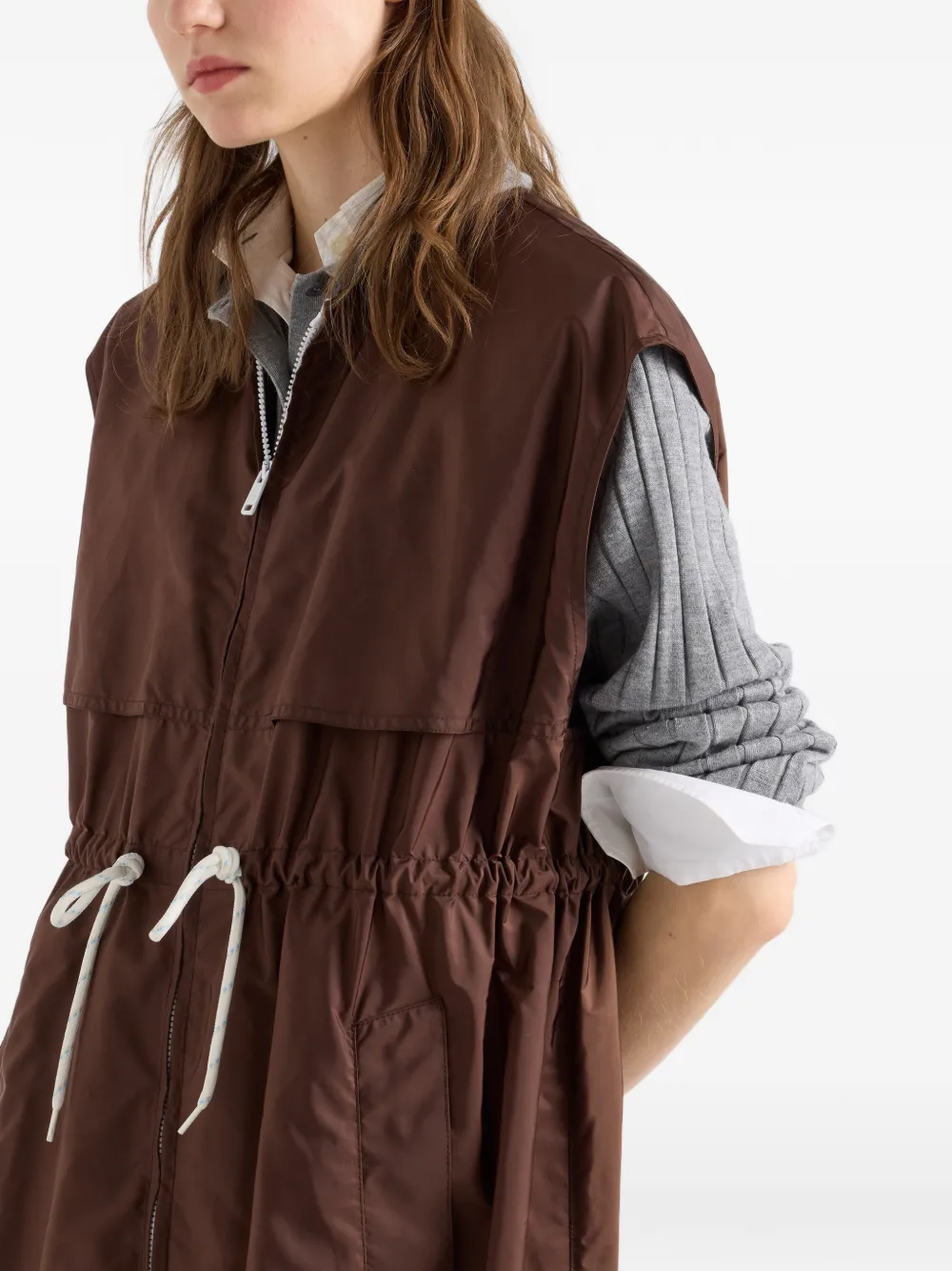 Prada Lichtgewicht Re-Nylon mini-jurk Bruin