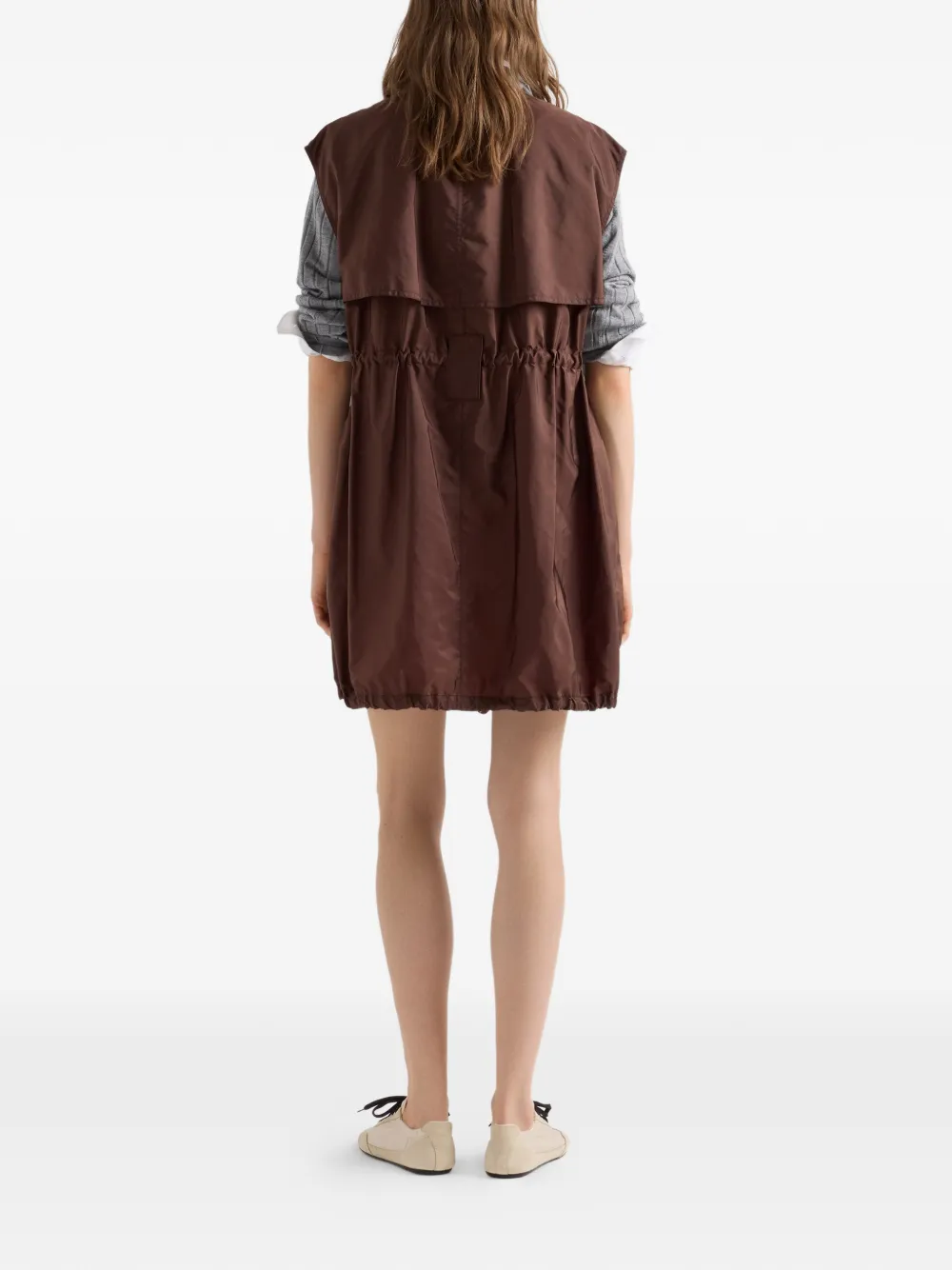 Prada Lichtgewicht Re-Nylon mini-jurk Bruin