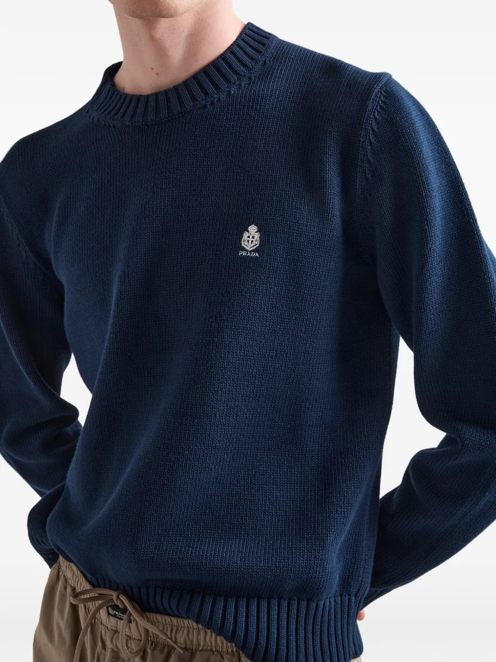 Prada Katoenen trui met ronde hals Blauw