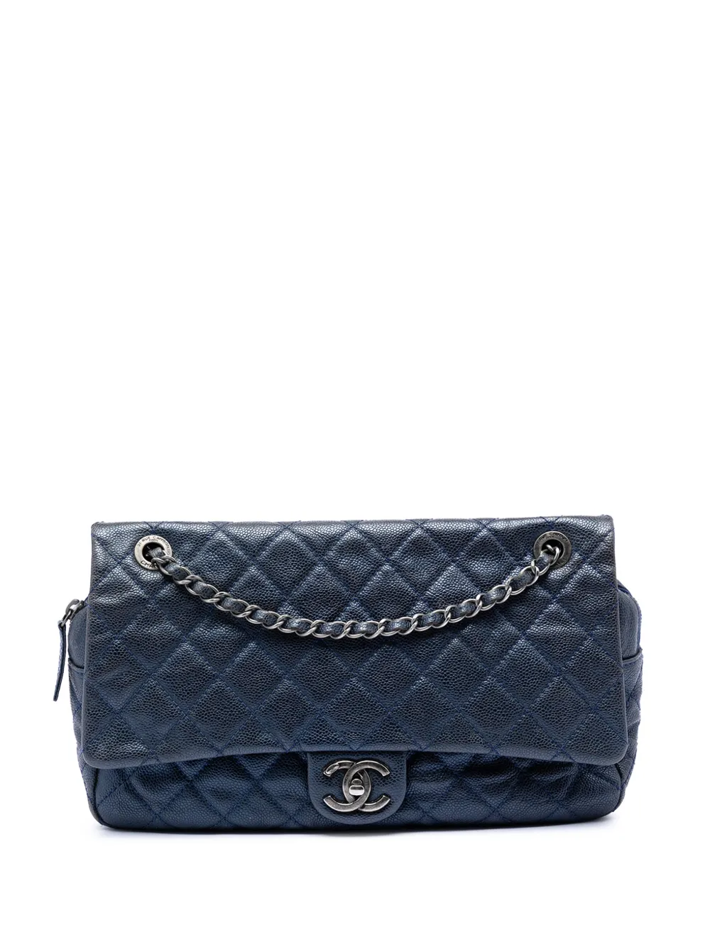 CHANEL Pre-Owned 2012 Jumbo Quilted Caviar Easy Flap shoulder bag - Blu
