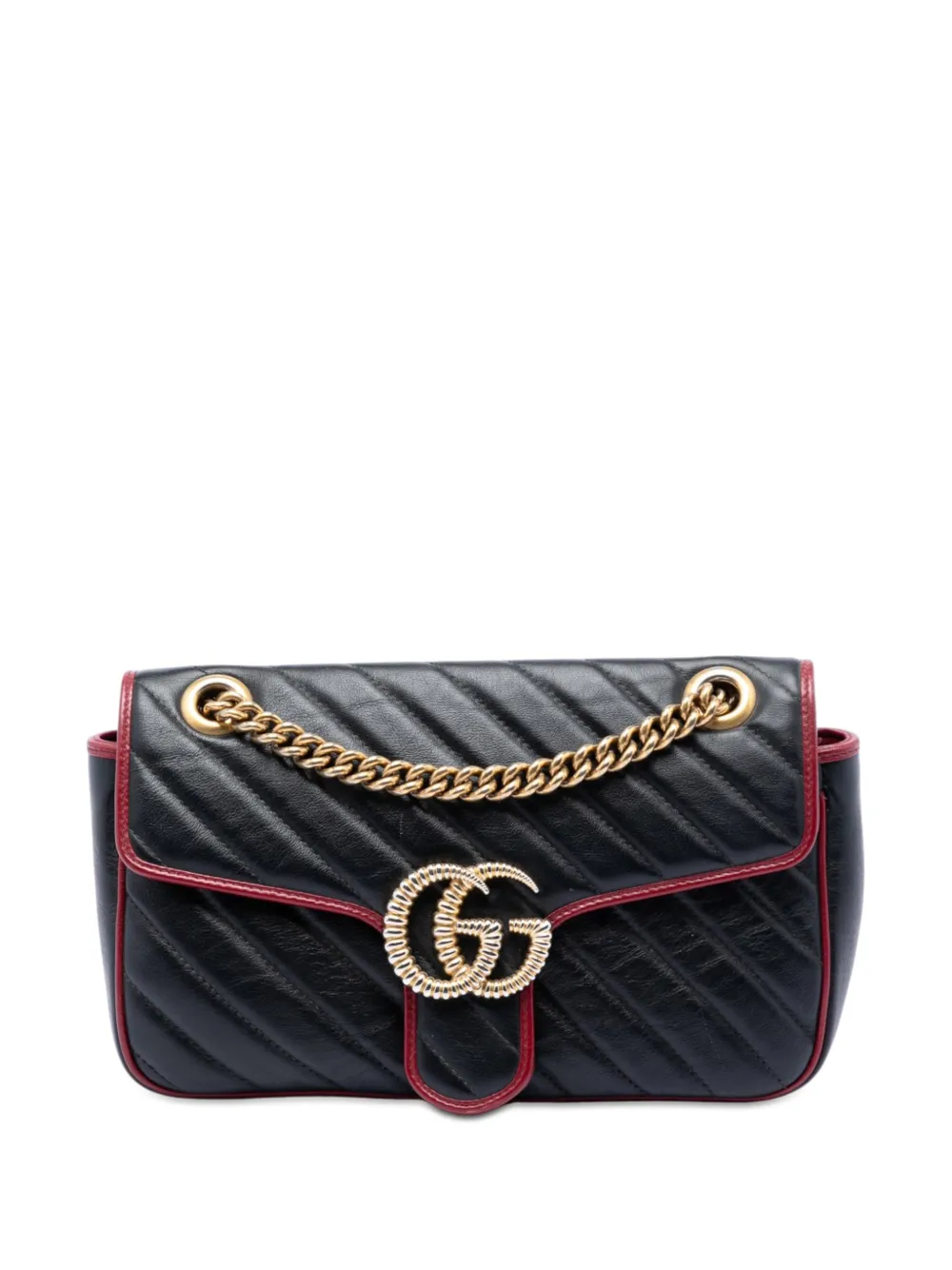 Gucci Pre-Owned 2016-2026 Medium GG Marmont Matelasse Diagonal Leather Torchon shoulder bag - Nero