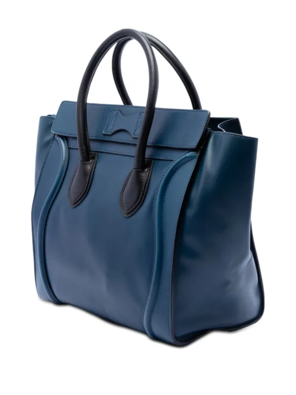 レディース CELINE バイカラー レザー トートバッグ